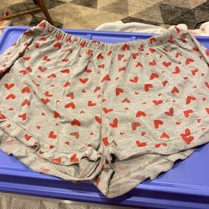 Grey with red heart sleep shorts